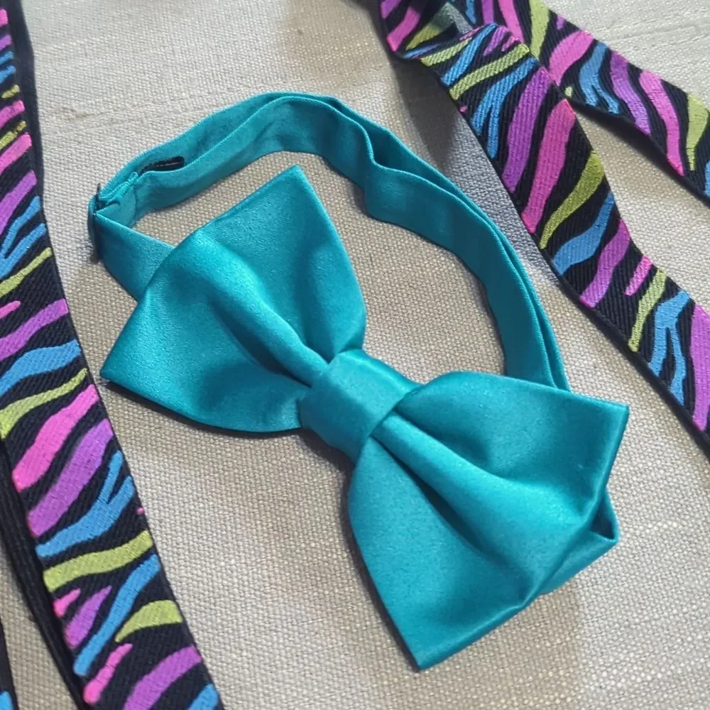 suspenders vibrant bow